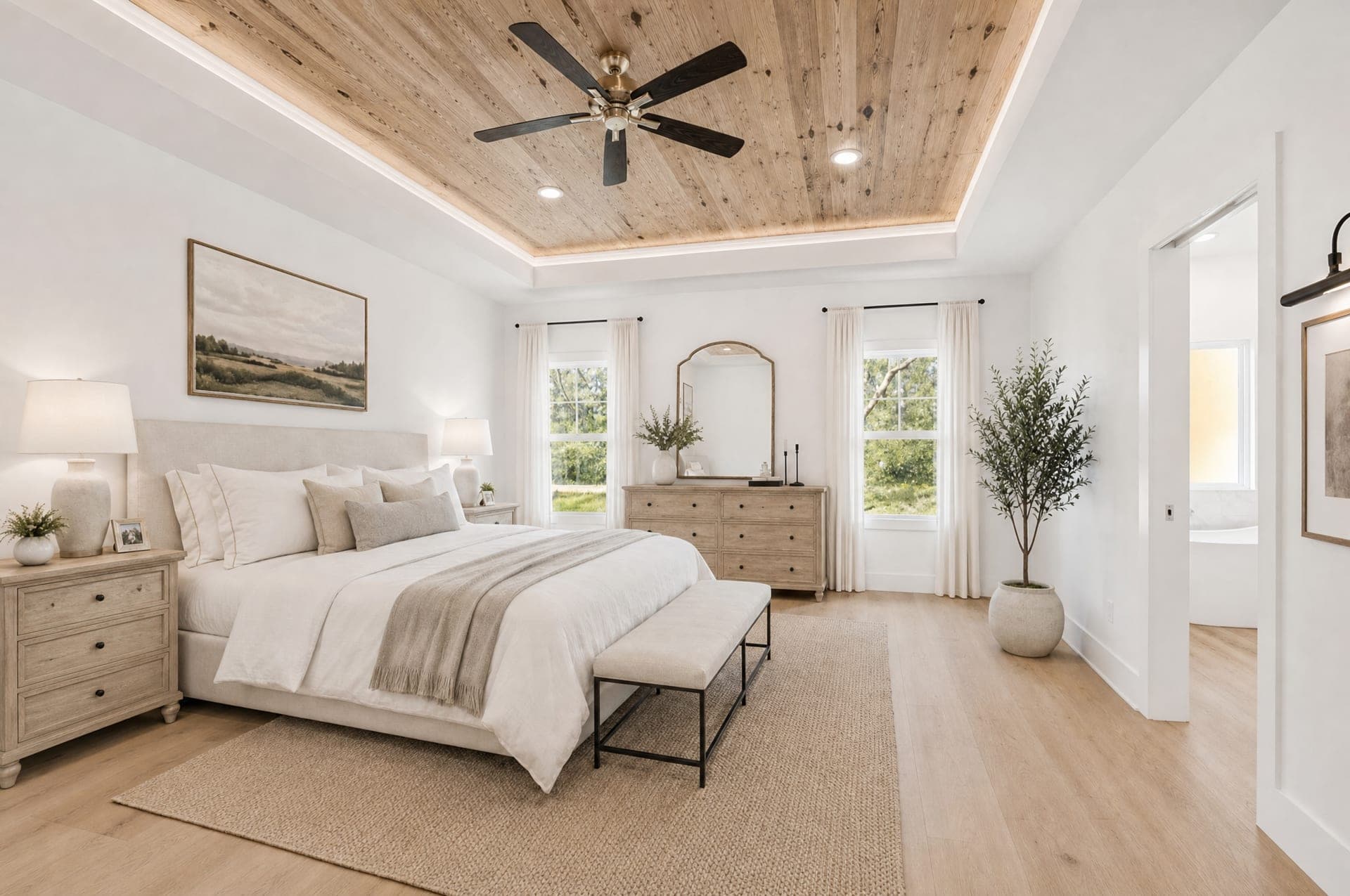 Rendering of the Cambridge primary bedroom with a tray ceiling, artist's concept