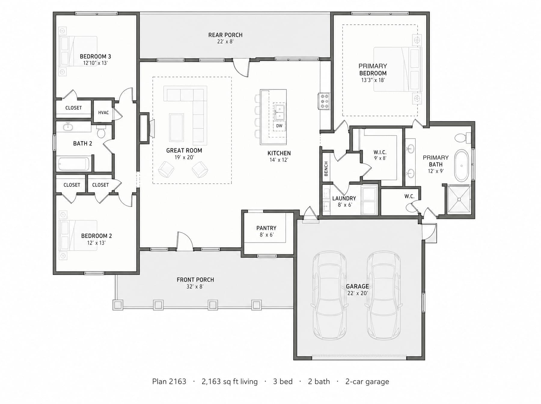 Marketing floor plan of the Lunsford, not to scale